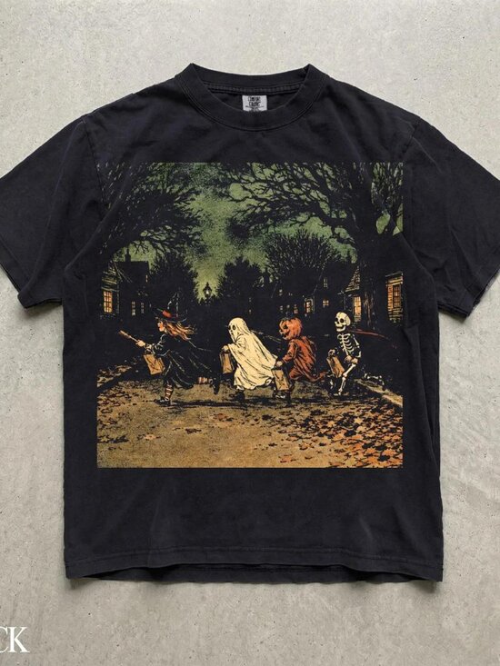 Other - Halloween Shirt, Witch Ghost Pumpkin Skeleton Graphic Tee, Spooky Fall T-Shirt